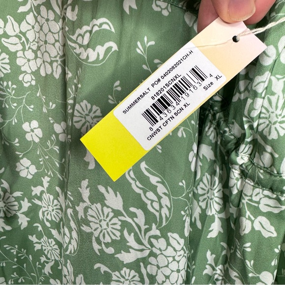 Summersalt Cinched Waist Caftan Dress Vintage Floral Ivy Print Silky New NWT XL - Picture 11 of 15